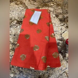 Cupcakes and Cashmere kitchen towel set - orange with gold pumpkins 🎃 Brand new!